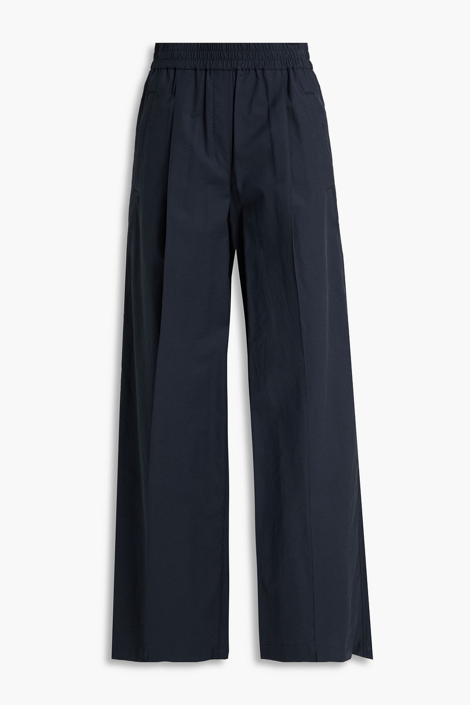 brunello cucinelli - pleated cotton-blend wide-leg pants - blue - it 48