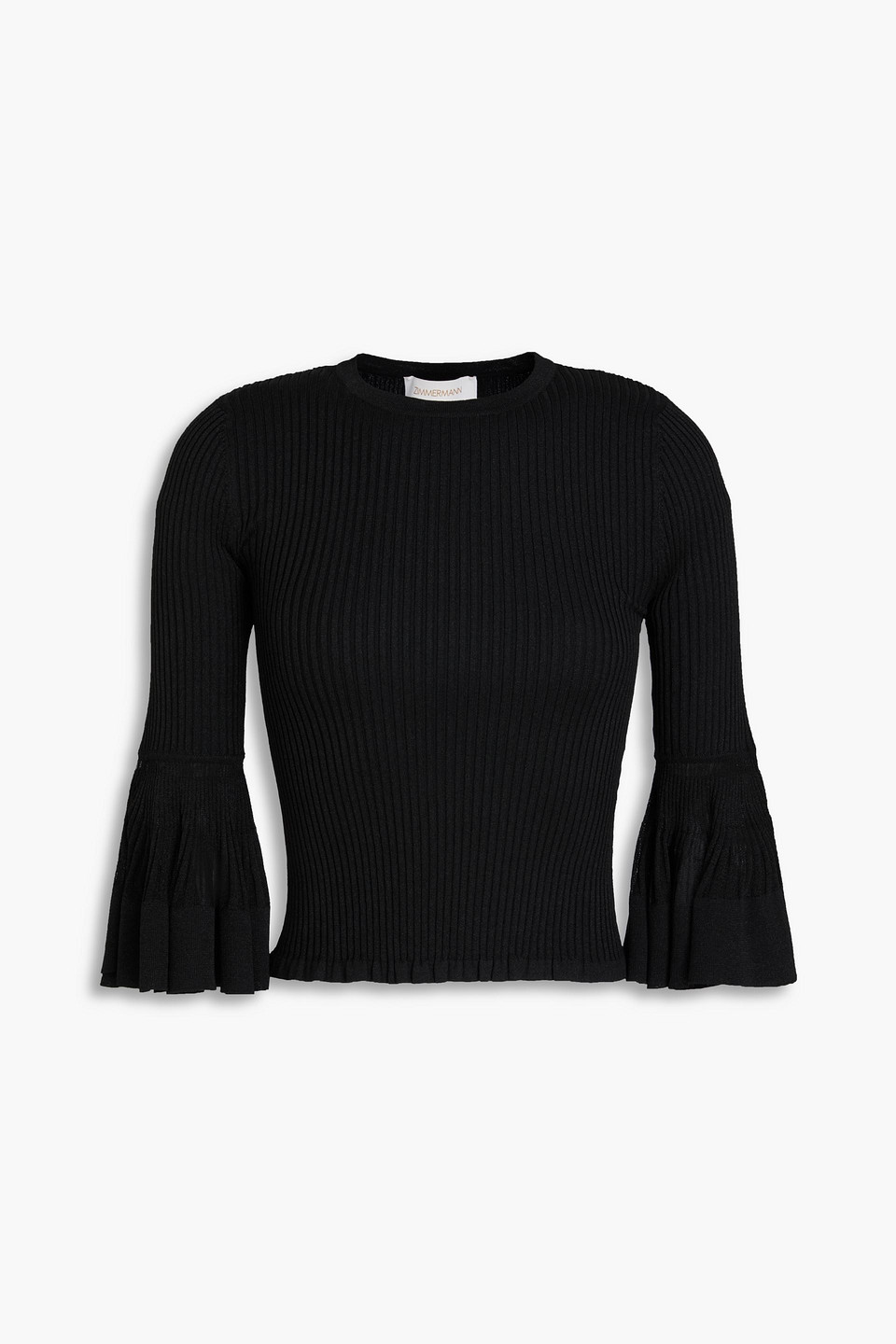 zimmermann - ruffled ribbed-knit top - black - 00