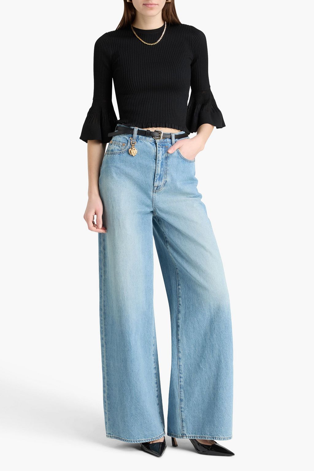 ZIMMERMANN Ruffled ribbed-knit top | THE OUTNET