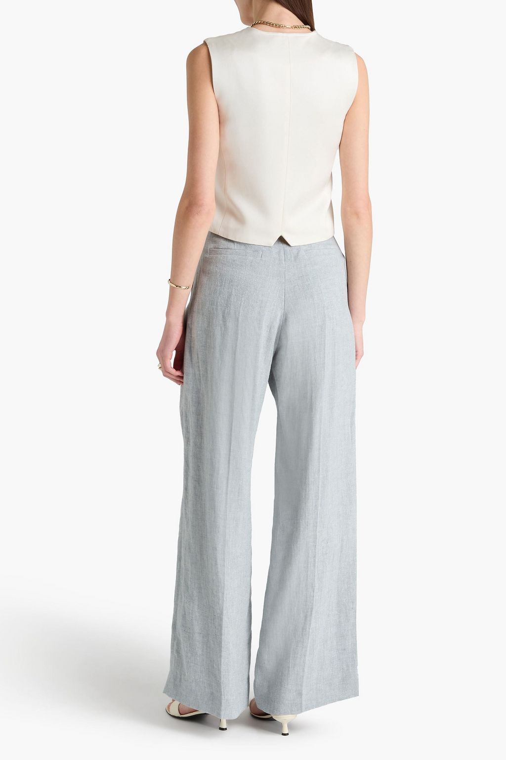 BRUNELLO CUCINELLI Metallic linen-blend wide-leg pants | THE OUTNET