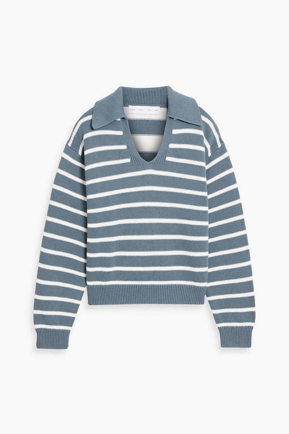 Proenza Schouler Murphy Striped Cotton And Cashmere-blend Polo Sweater In Blue