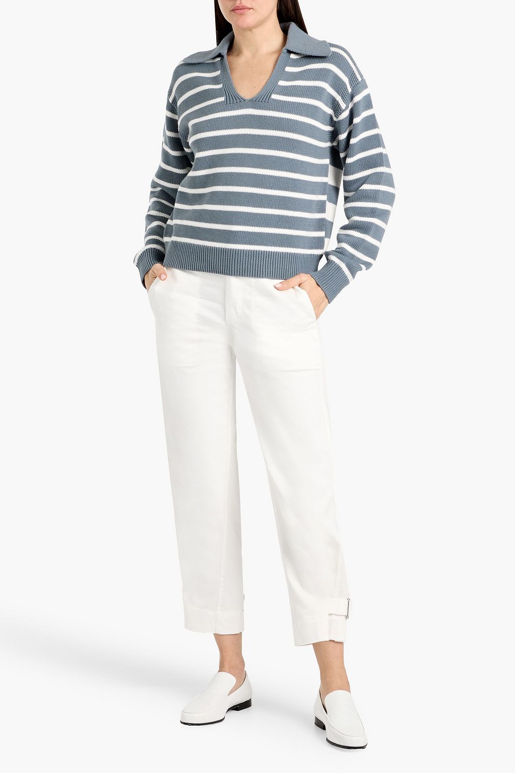 PROENZA SCHOULER Murphy striped cotton and cashmere-blend polo