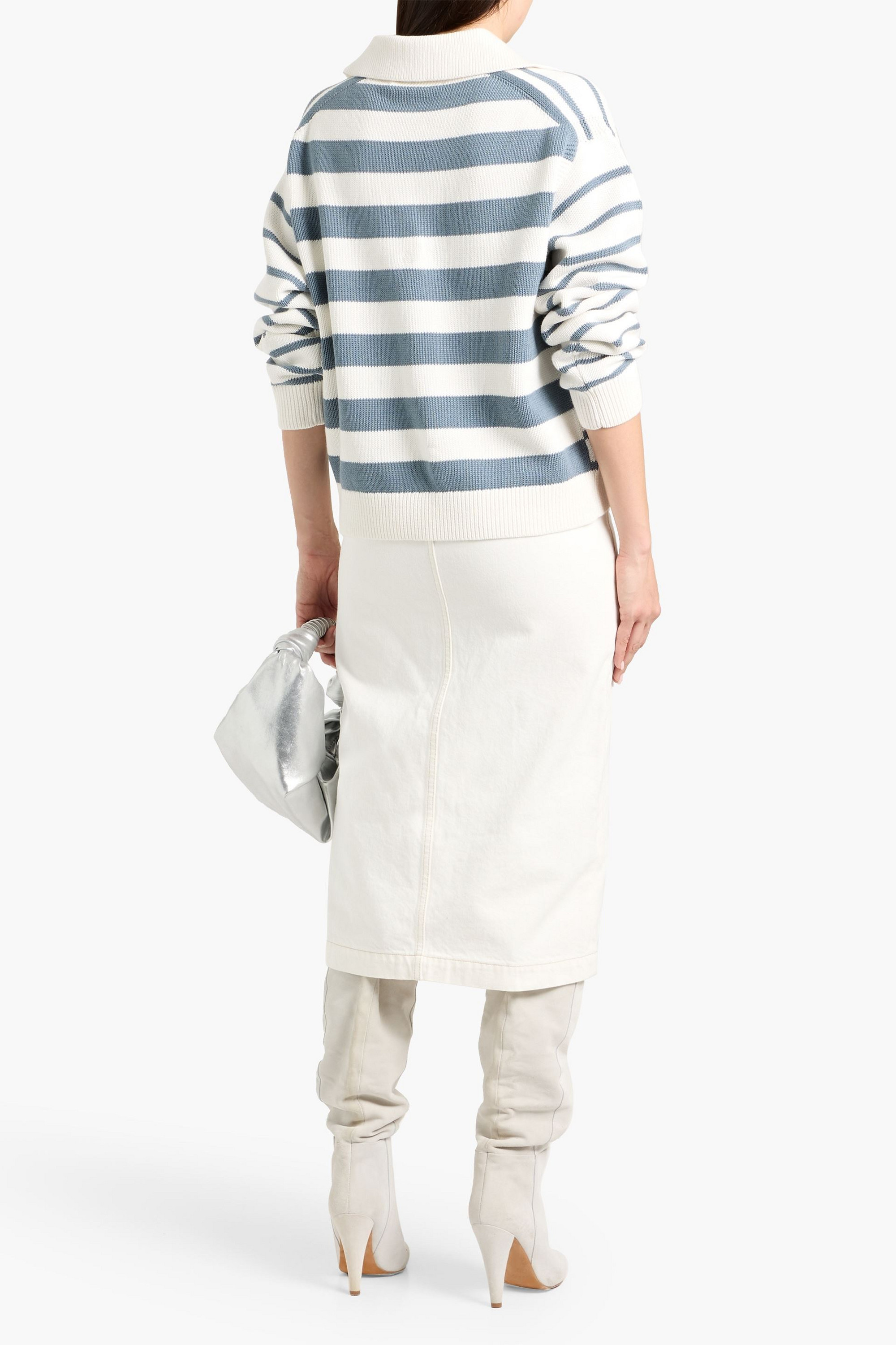 Proenza Schouler Murphy striped cotton and cashmere-blend polo sweater thumbnail