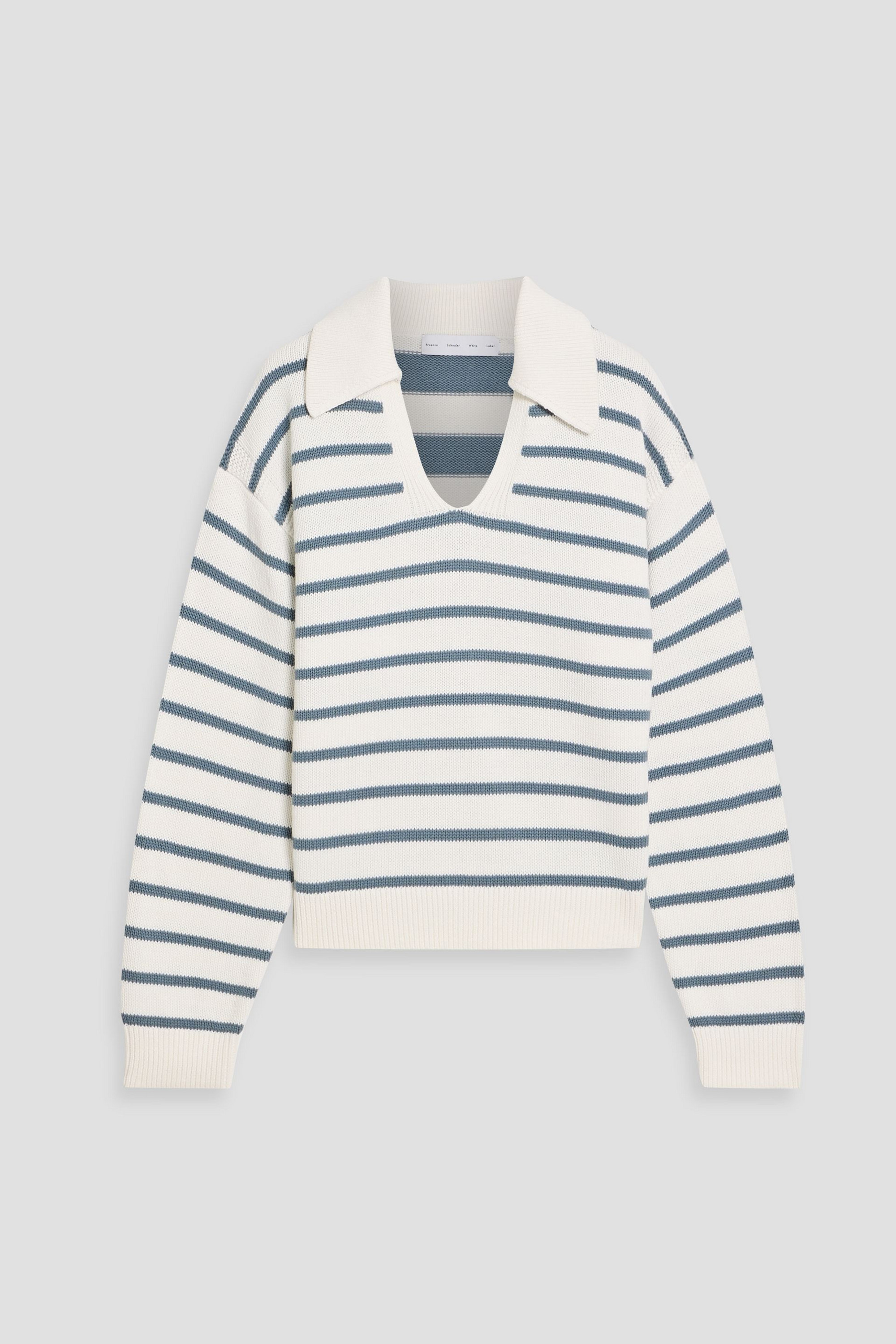 Proenza Schouler Murphy striped cotton and cashmere-blend polo sweater thumbnail