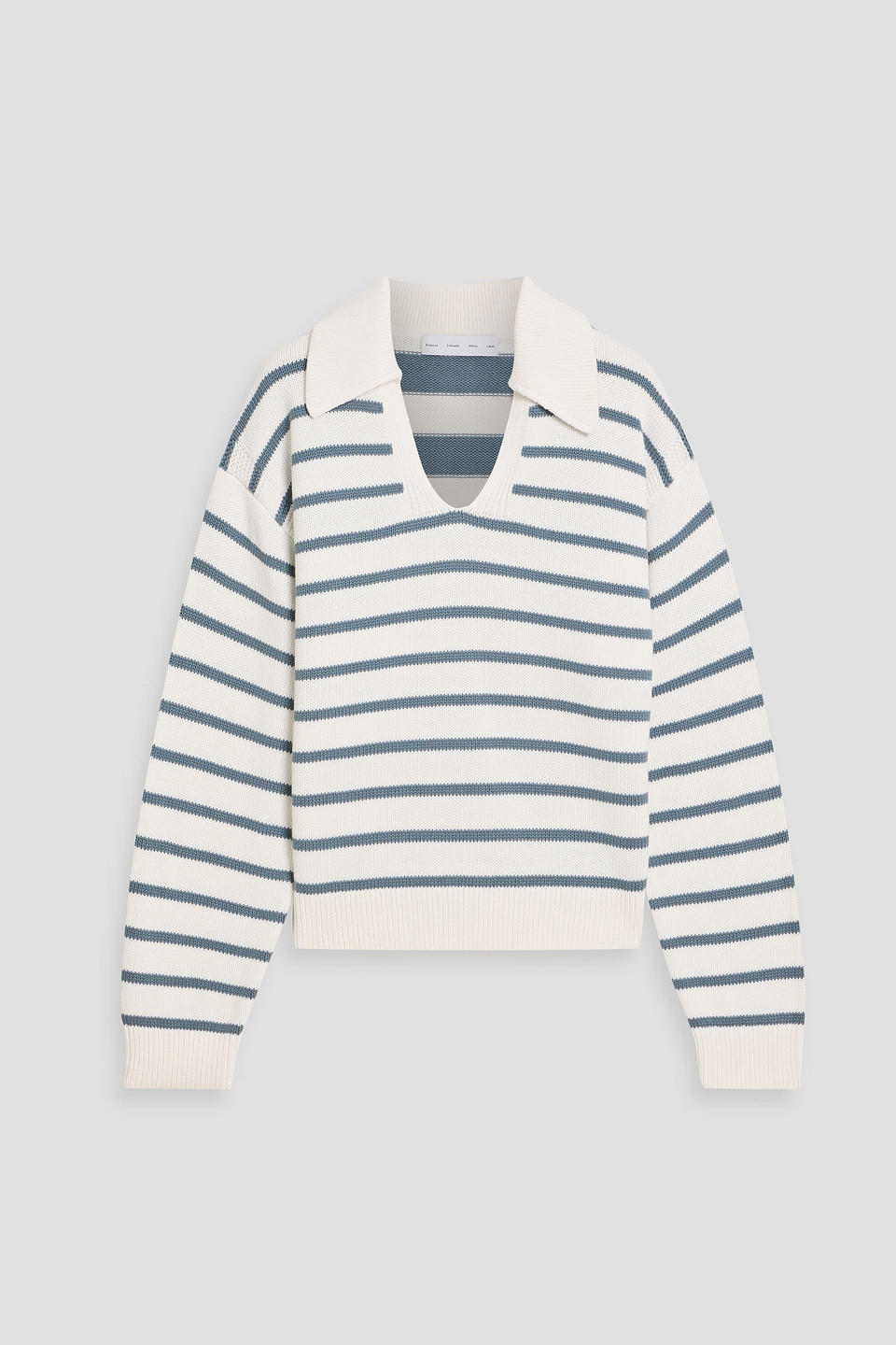 Proenza Schouler Murphy Striped Cotton And Cashmere-blend Polo Sweater In White