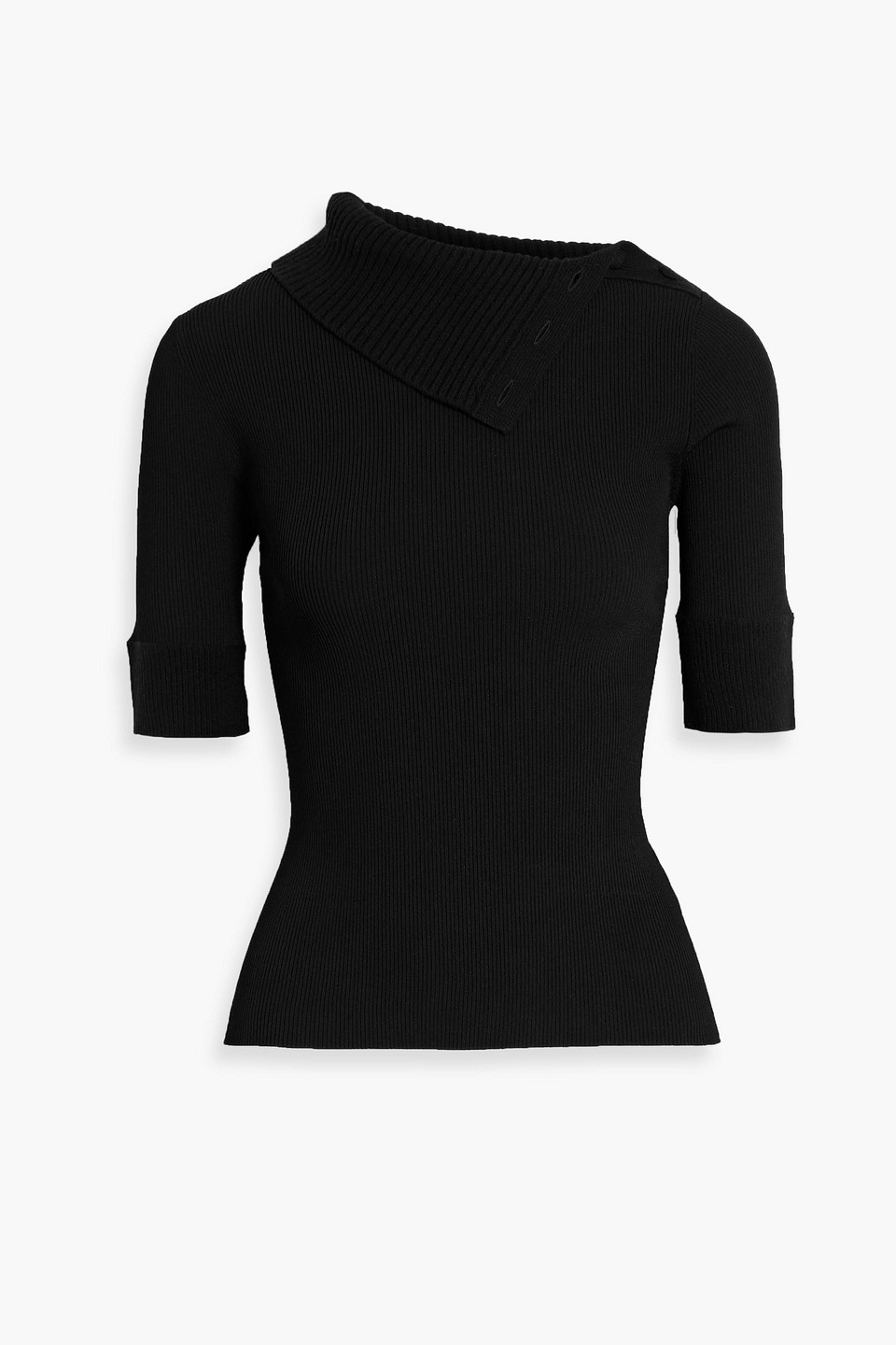Proenza Schouler Daxton Button-detailed Ribbed-knit Sweater In Black