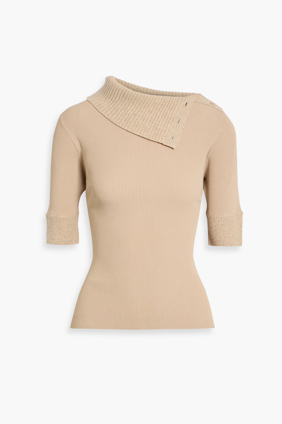 Proenza Schouler Daxton Button-detailed Ribbed-knit Turtleneck Sweater In Neutral