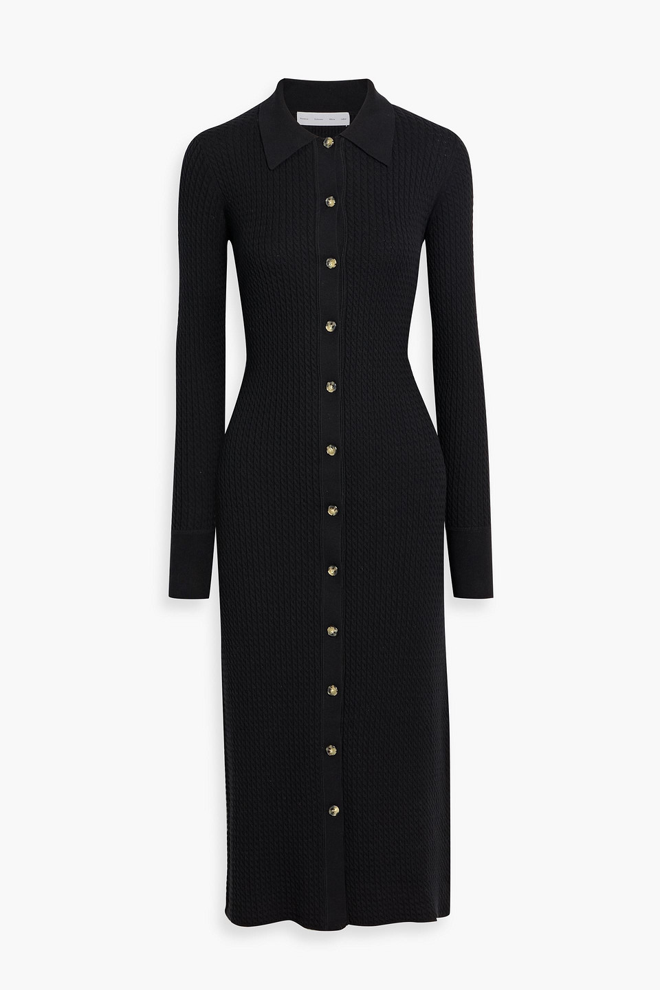proenza schouler pswl - phillips cable-knit cotton-blend midi shirt dress - black - s
