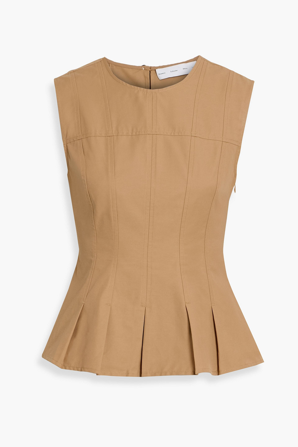 proenza schouler - felix pleated cotton-blend poplin top - brown - us 0