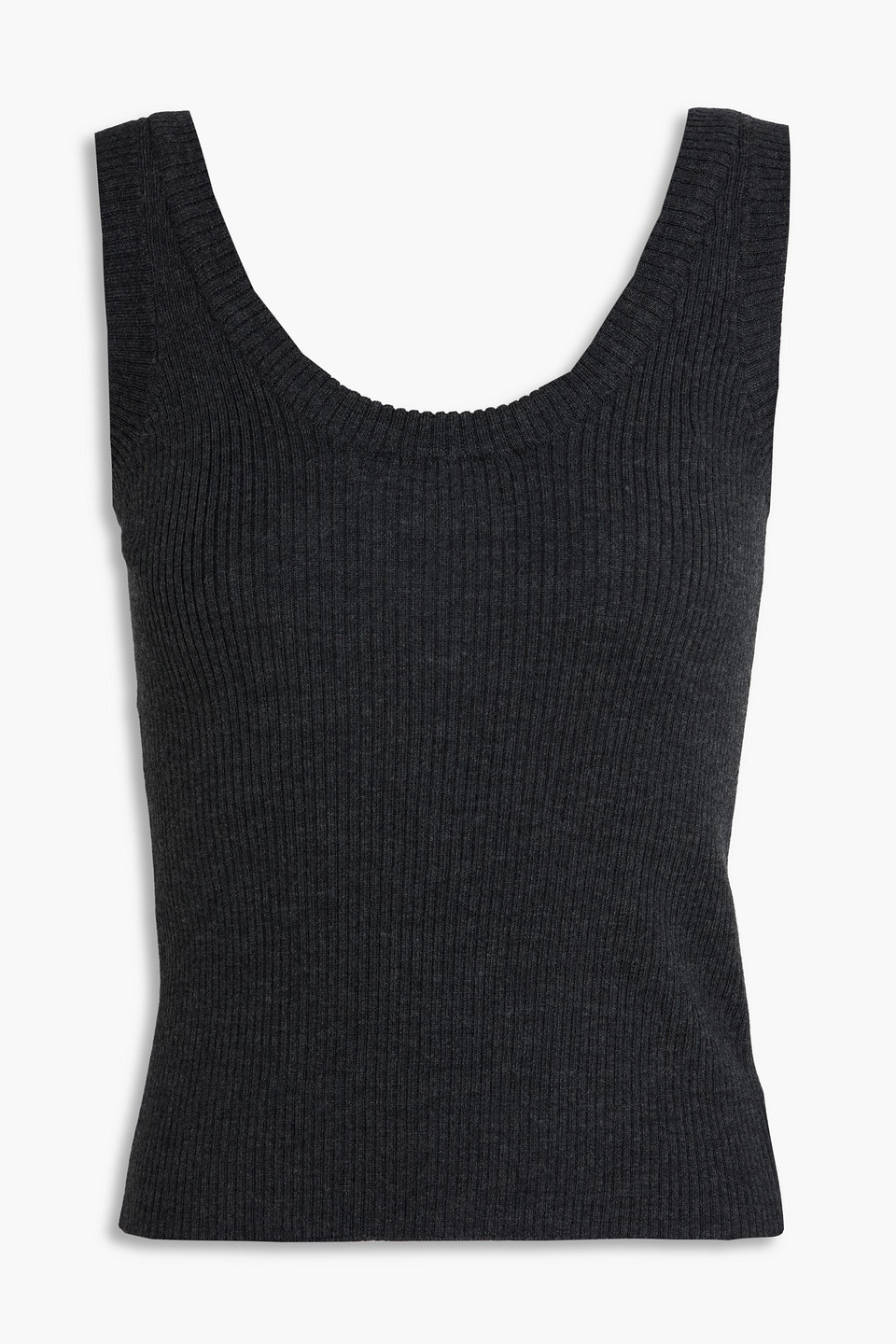 Brunello Cucinelli Ribbed Wool And Cashmere-blend Tank In Black