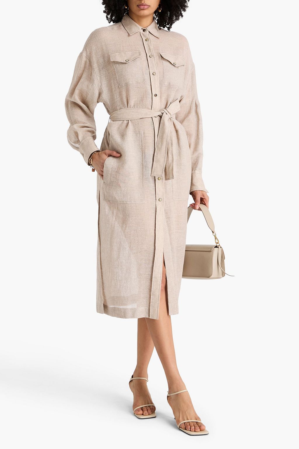 BRUNELLO CUCINELLI Linen-blend midi shirt dress | THE OUTNET
