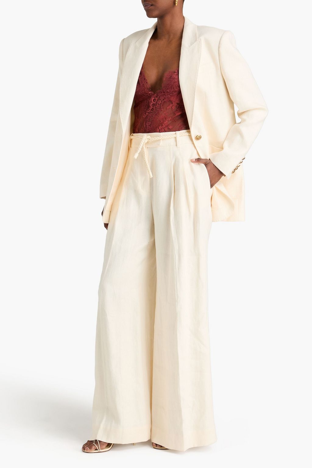 ひめ ZIMMERMANN Belted linen wide-leg pants | THE OUTNET