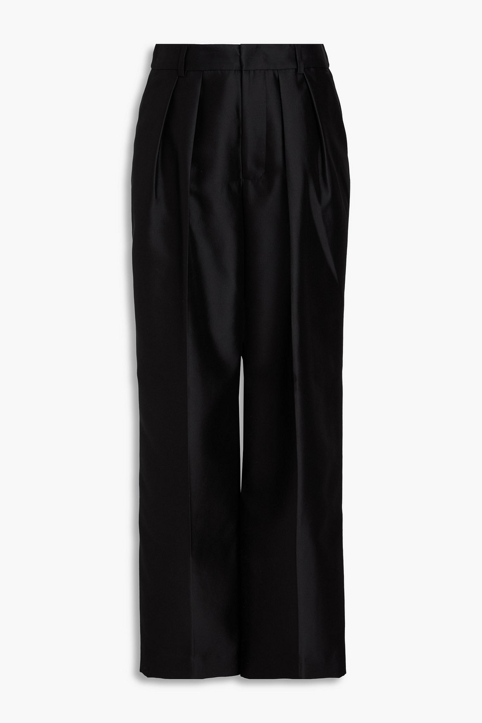 Zimmermann Silk And Wool-blend Satin-twill Wide-leg Pants In Black
