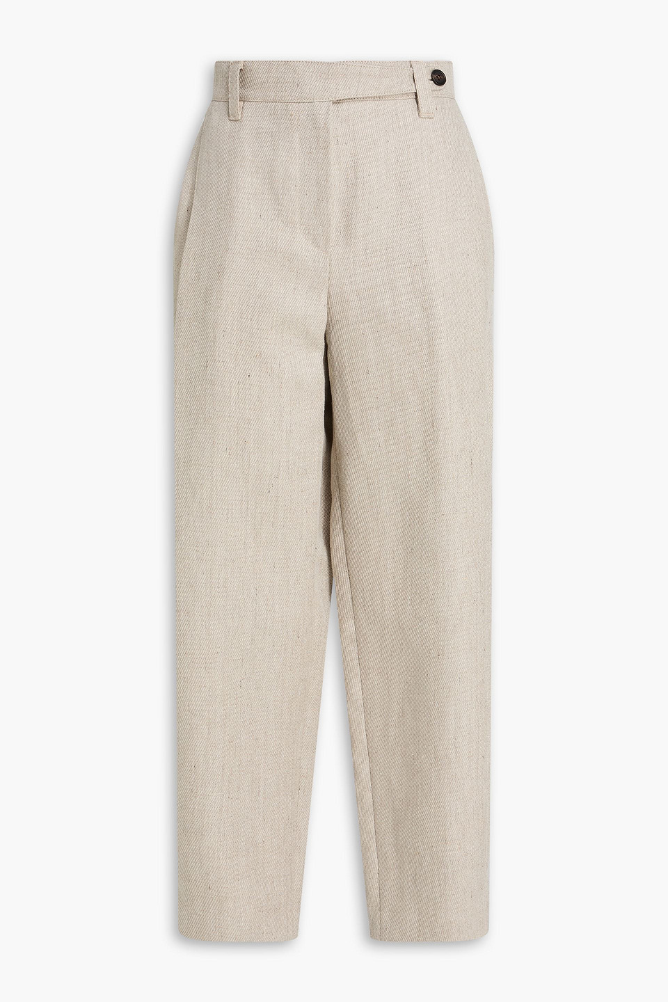 Brunello Cucinelli Linen Tapered Pants In Nude