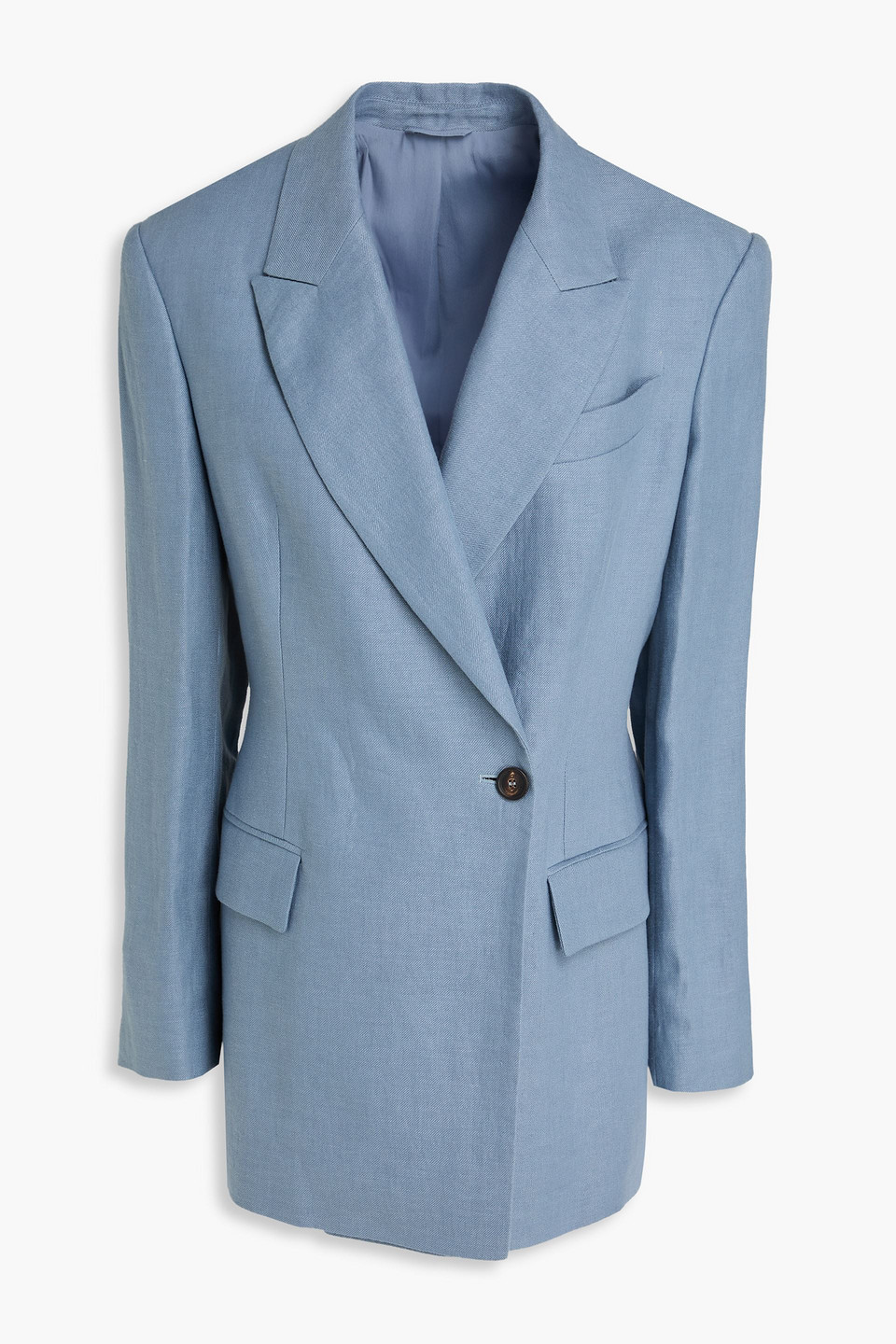 Brunello Cucinelli Linen And Hemp-blend Blazer In Blue