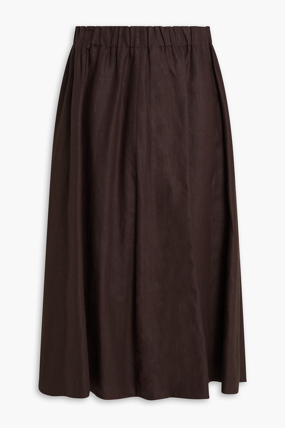 Brunello Cucinelli Linen Midi Skirt In Brown
