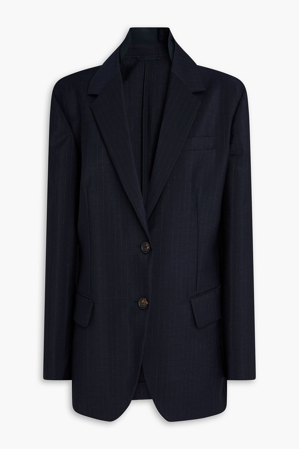 Brunello Cucinelli Pinstriped Wool Blazer In Blue