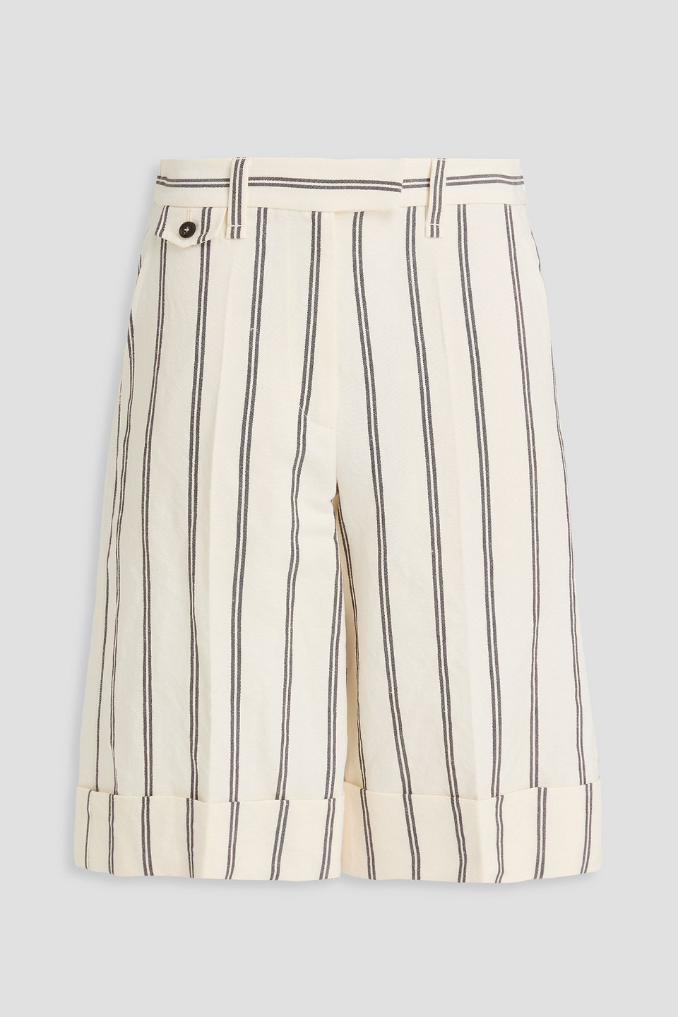 Brunello Cucinelli Striped Linen And Cotton-blend Culottes In White