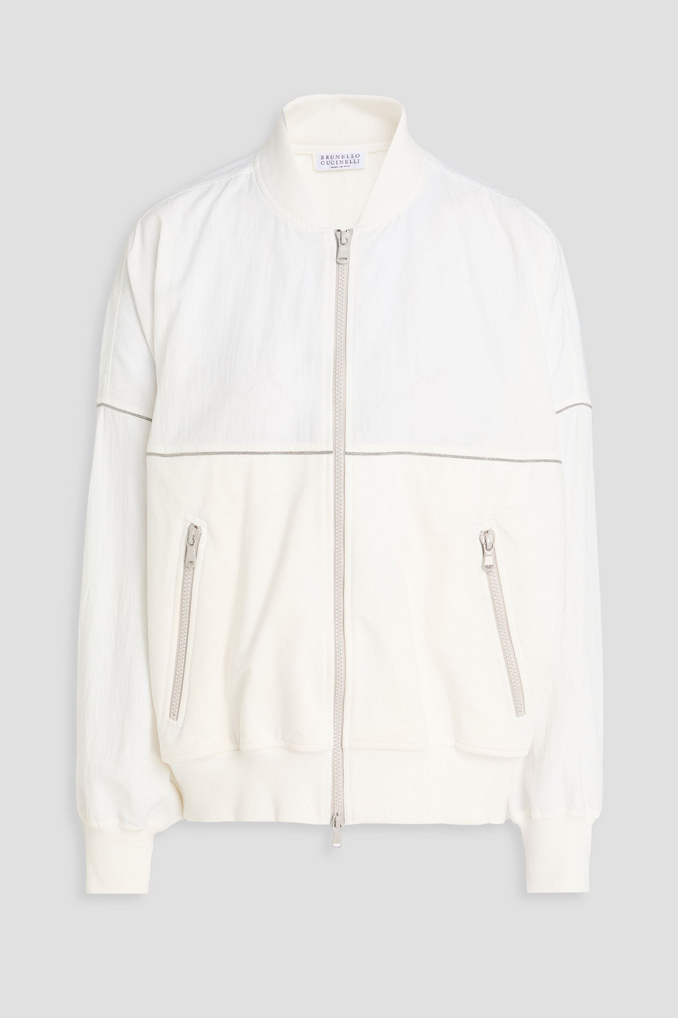 Brunello Cucinelli Poplin-paneled French Cotton-terry Jacket In White