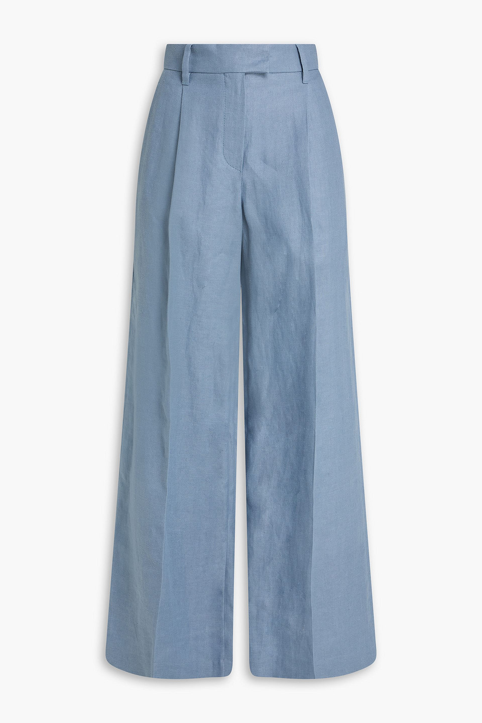 Brunello Cucinelli Linen And Hemp-blend Wide-leg Pants In Blue