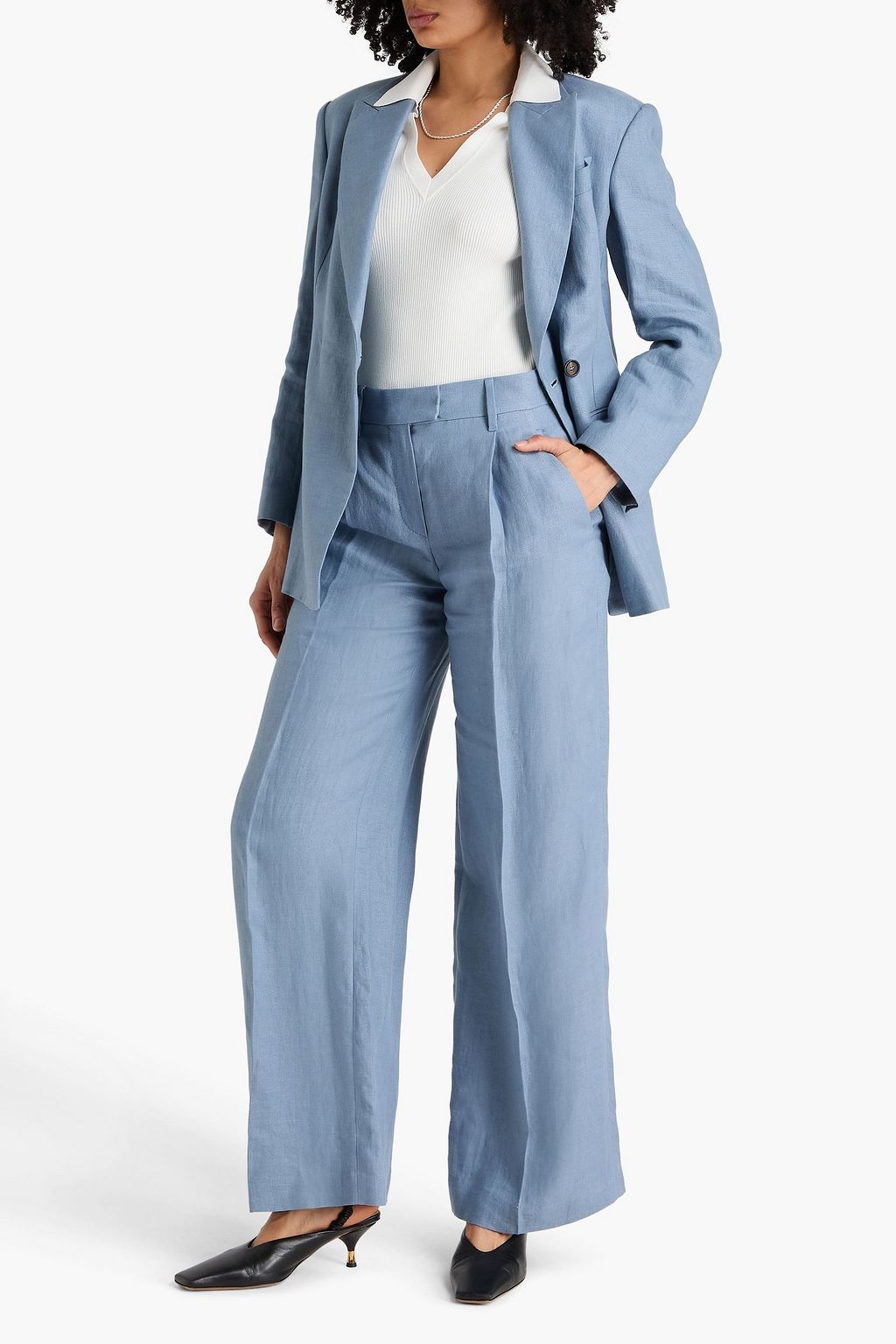 BRUNELLO CUCINELLI Hemp and linen-blend twill wide-leg pants | THE