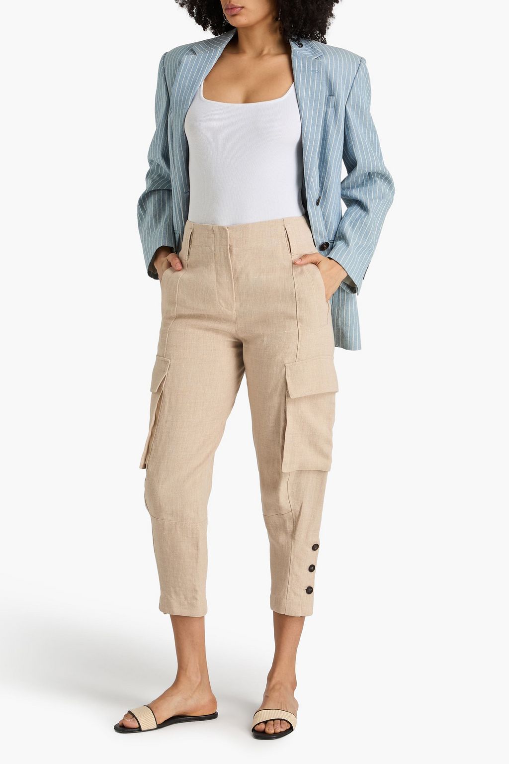 BRUNELLO CUCINELLI Cropped linen tapered cargo pants | THE OUTNET