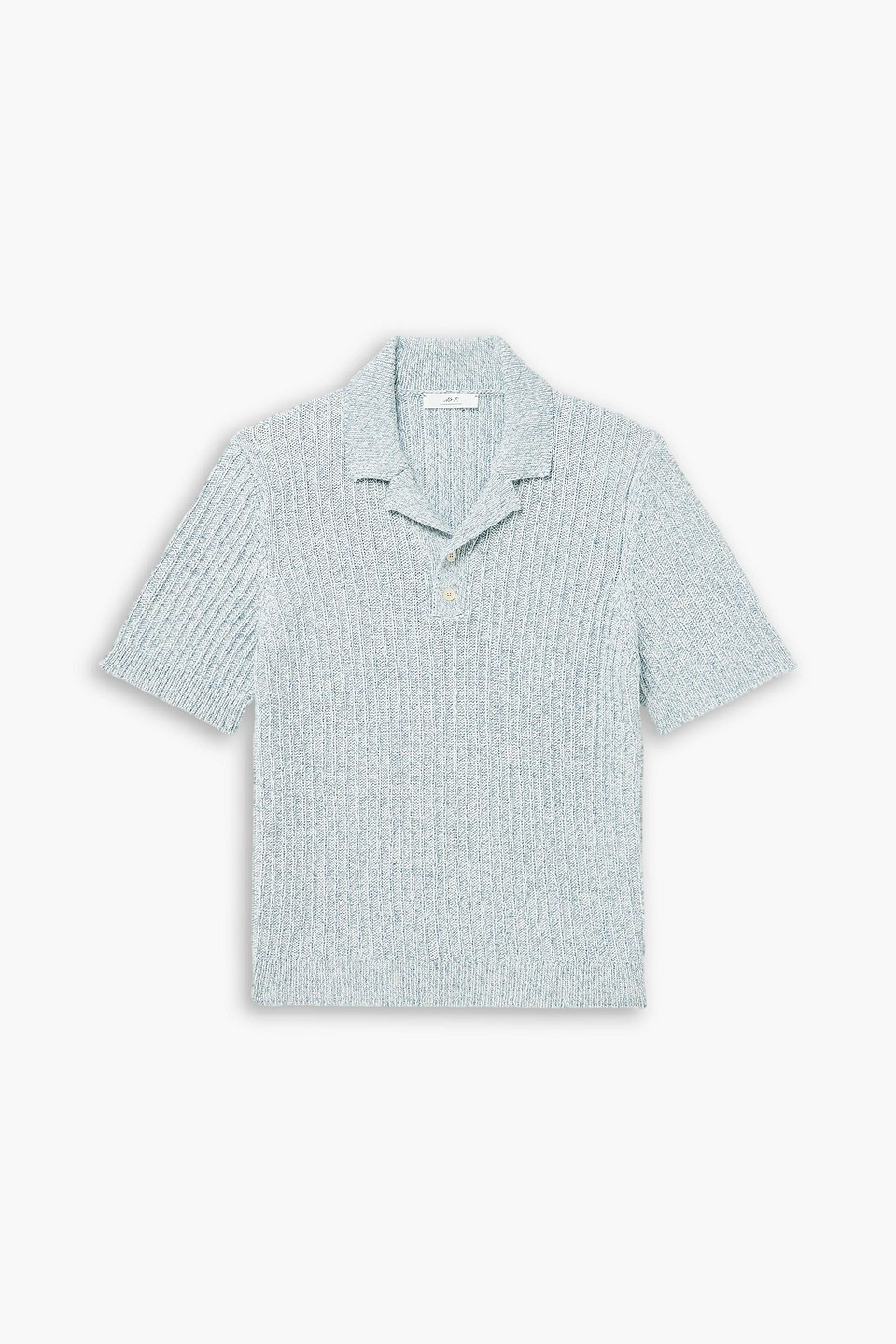 mr p. - ribbed cotton polo shirt - blue - s