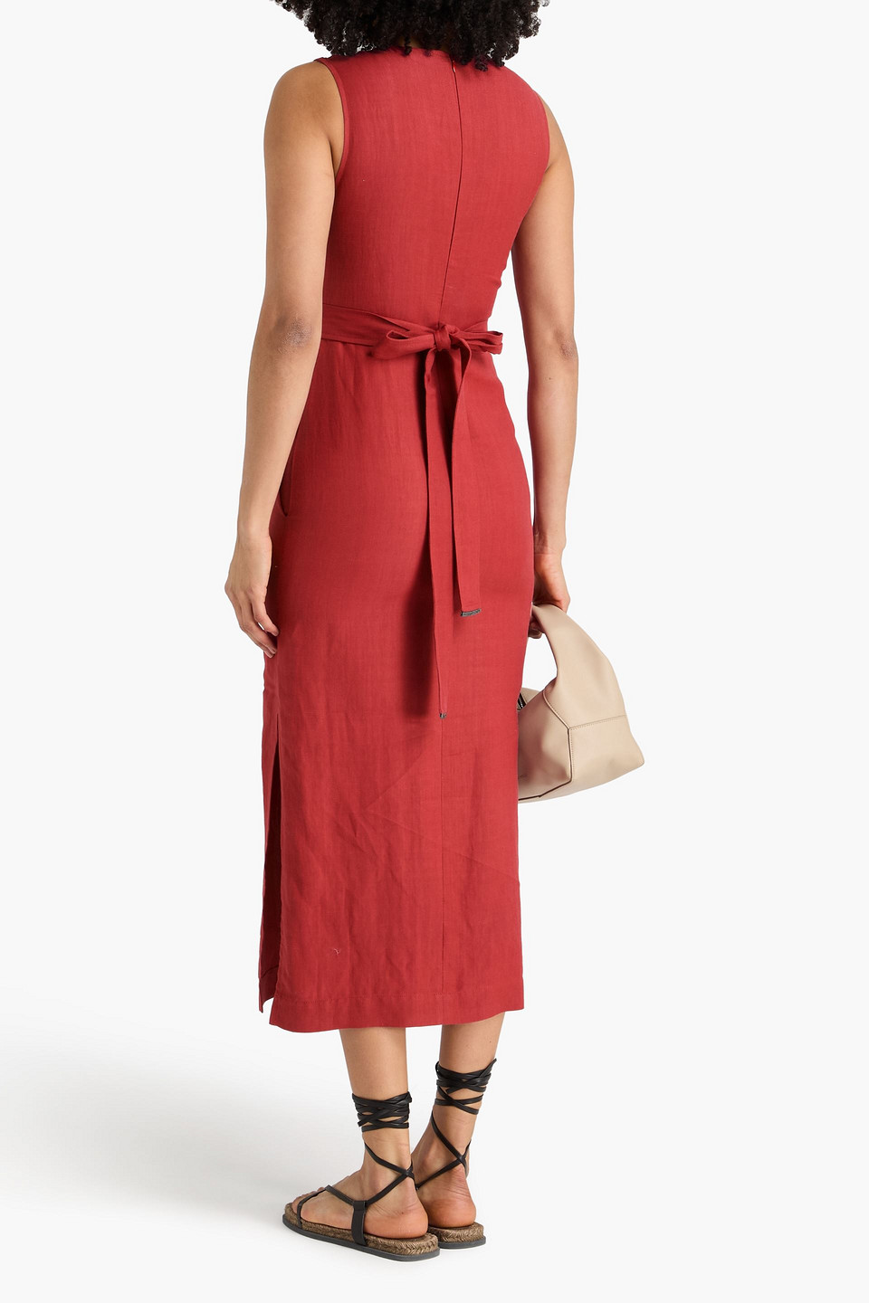  Brunello Cucinelli - Midikleid Aus Twill Mit Wickeleffekt - Rot - Xs 