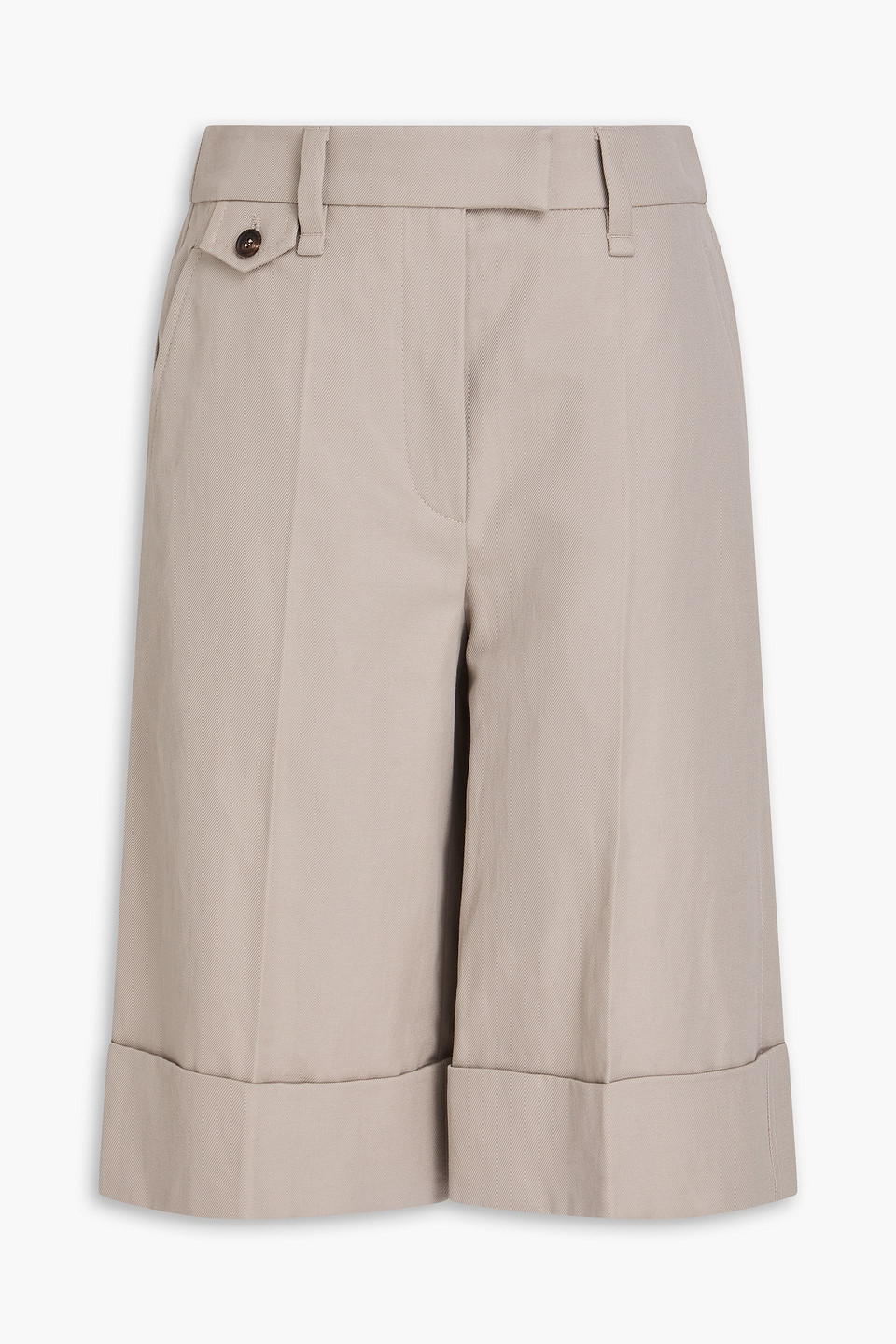 Brunello Cucinelli Cotton And Linen-blend Twill Shorts In Brown