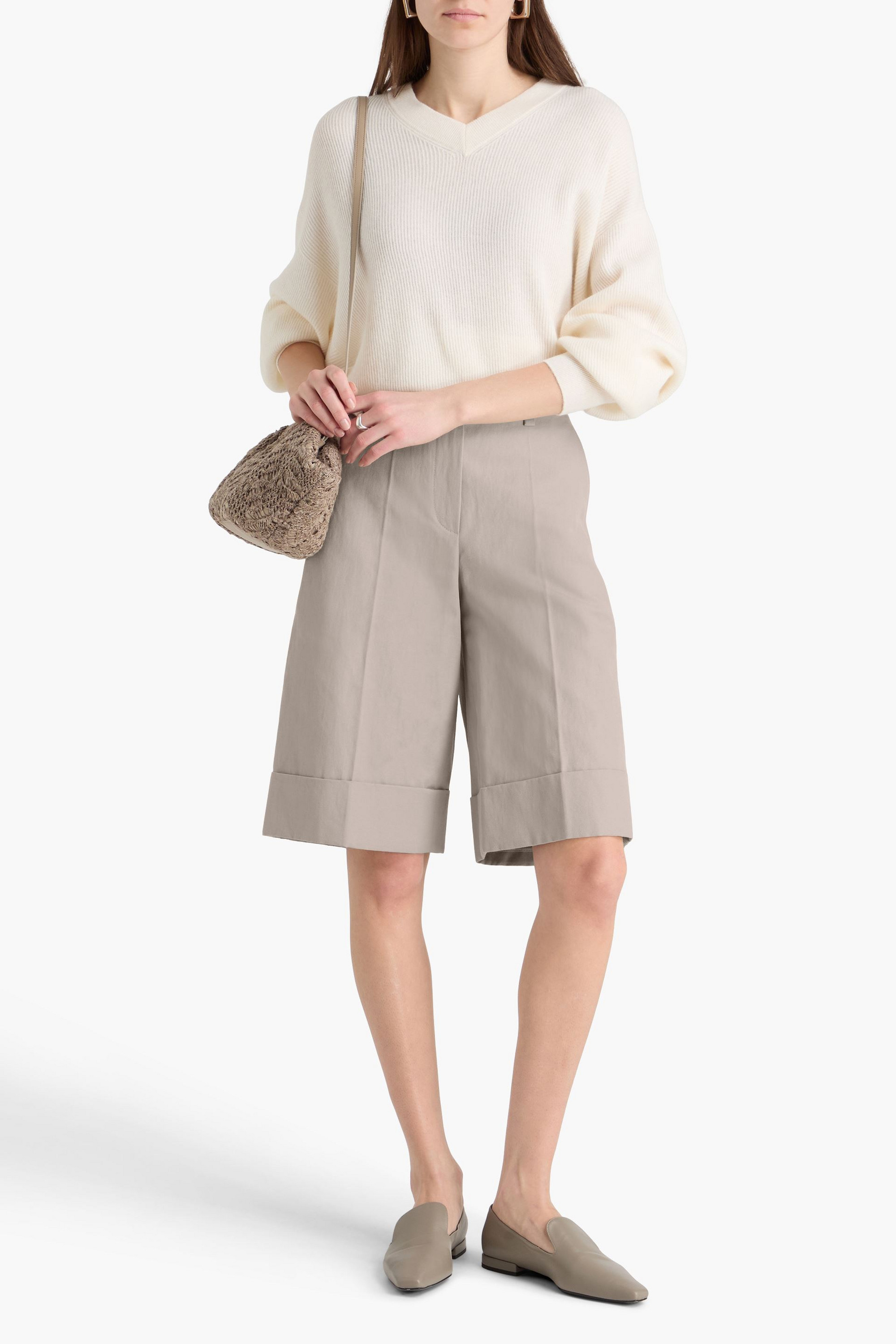 Brunello Cucinelli Cotton and linen-blend twill shorts