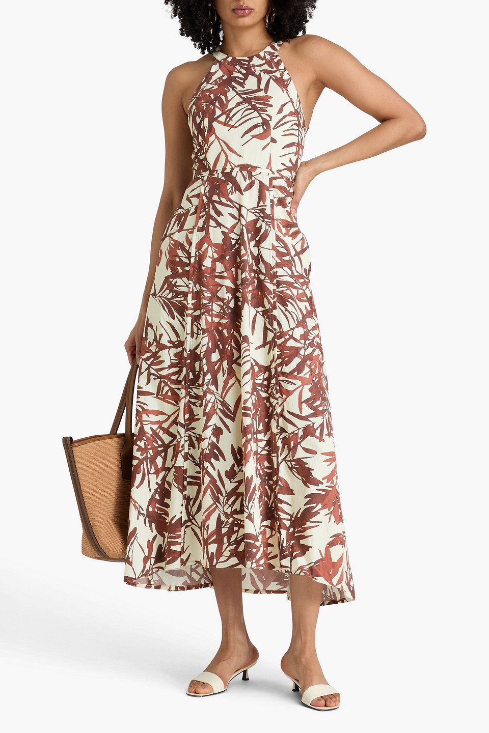  Brunello Cucinelli - Maxikleid Aus Baumwollpopeline Mit Print - Weiß - Xxs 