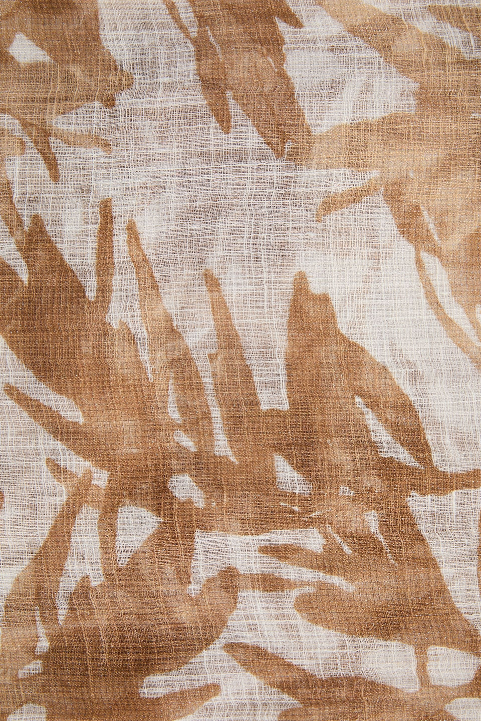  Brunello Cucinelli - Bedruckter Schal Aus Gaze Aus Einer Leinenmischung Mit Metallic-effekt Und Fransen - Braun - Onesize 
