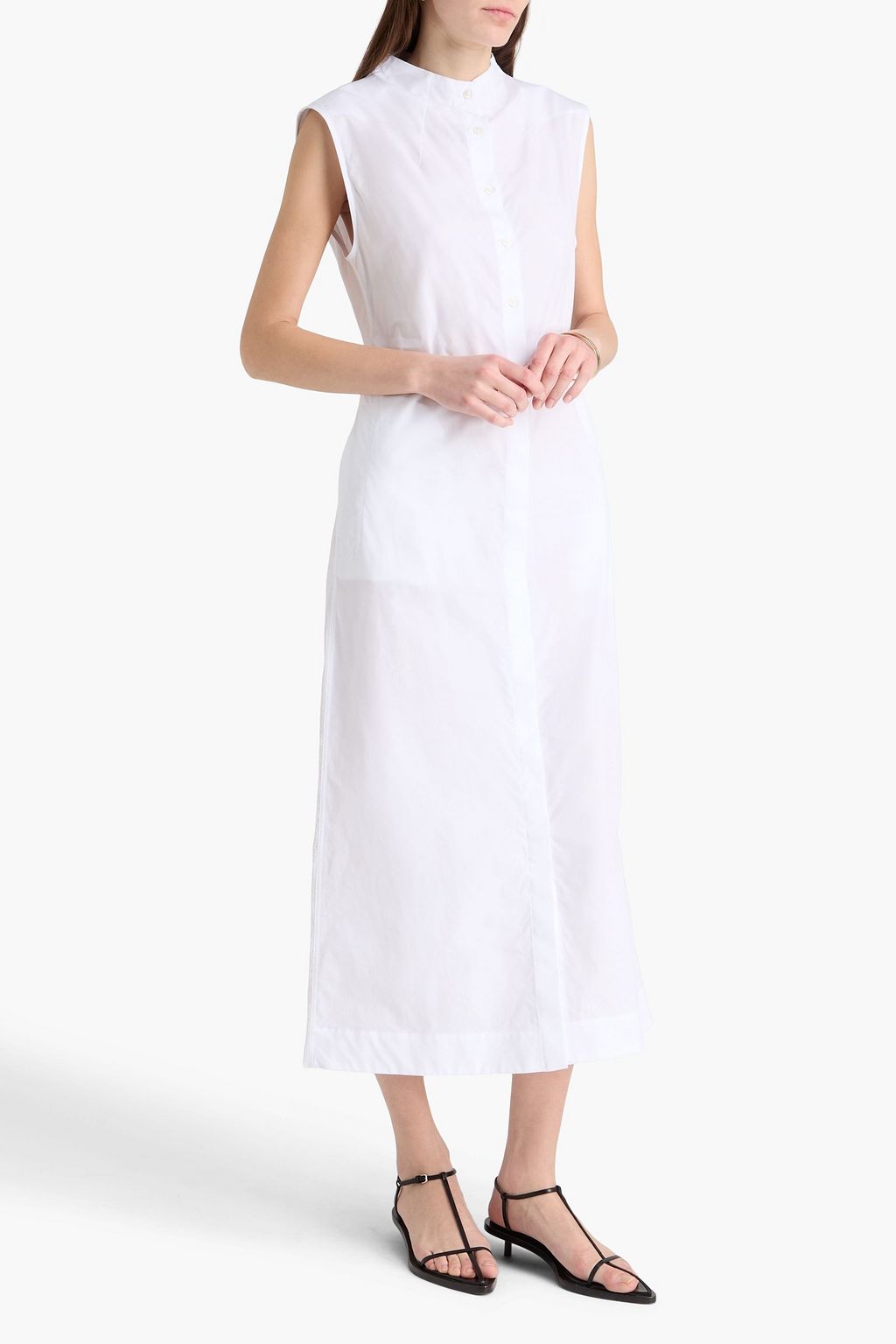 loulou studio shirt dress LOULOU STUDIO + NET SUSTAIN Moala Organic Cotton-Poplin Maxi Shirt Dress
