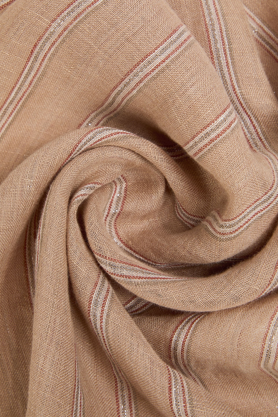  Brunello Cucinelli - Gestreifter Schal Aus Gaze Aus Einer Leinenmischung Mit Metallic-effekt - Neutral - Onesize 