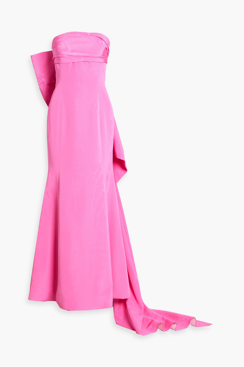Oscar De La Renta Strapless Bow-detailed Cotton-blend Faille Gown In Pink