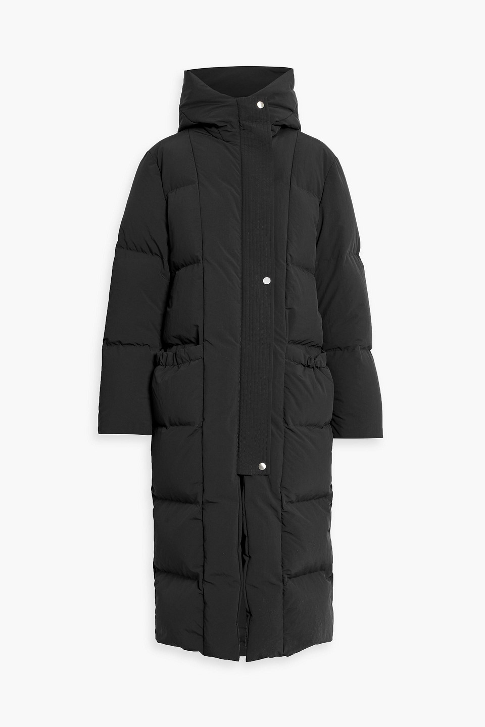 Jil Sander Quilted Shell Hooded Down Coat In Black