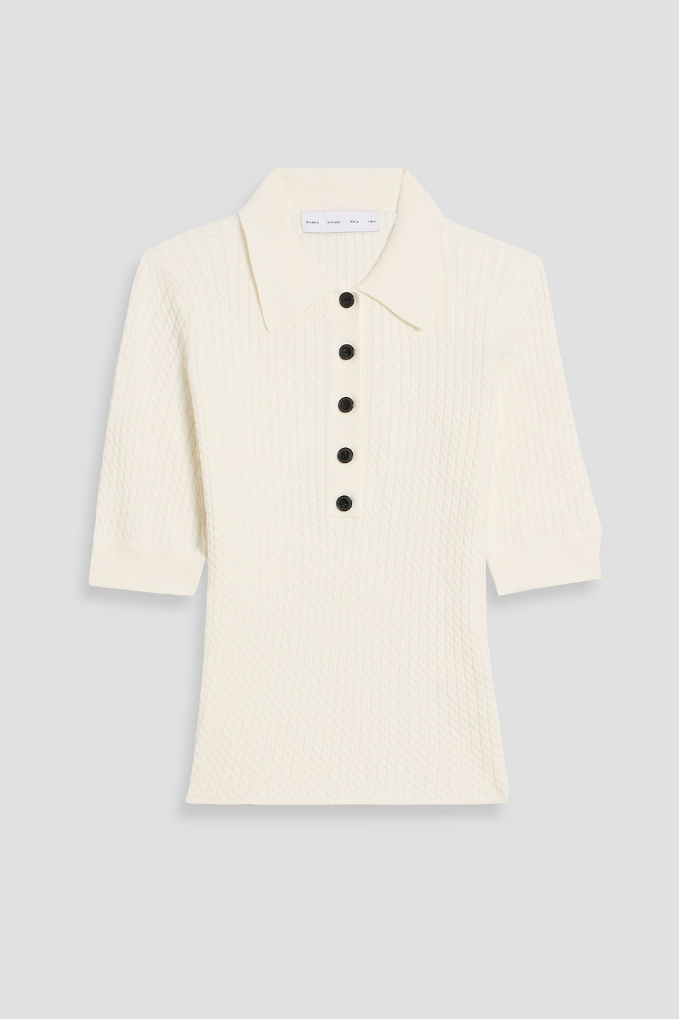 Proenza Schouler Sera Cable-knit Cotton-blend Polo Sweater In White