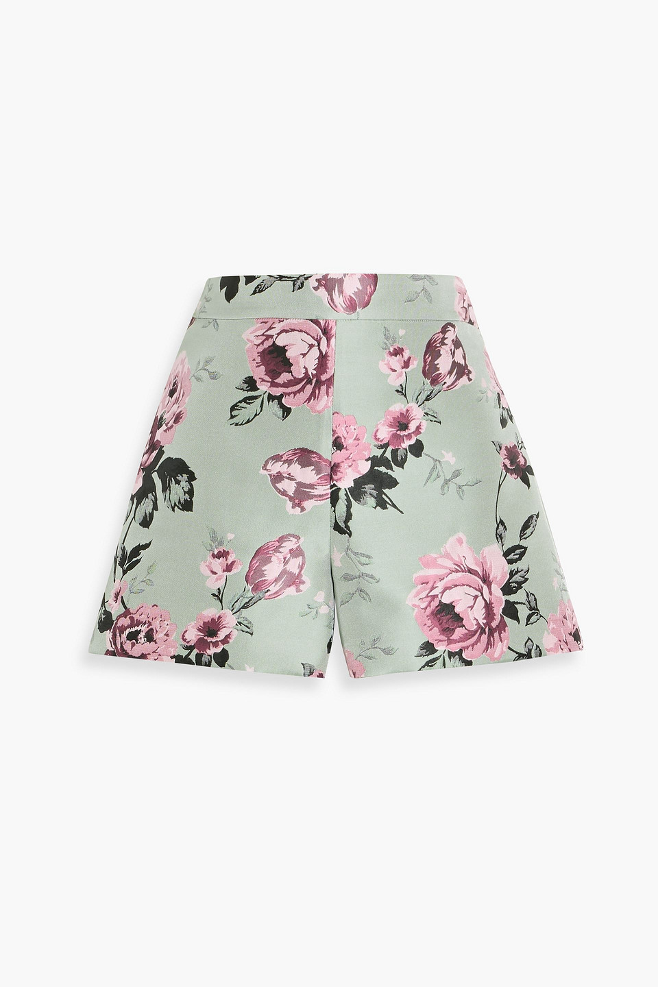 alice olivia - donald floral-jacquard shorts - green - us 4
