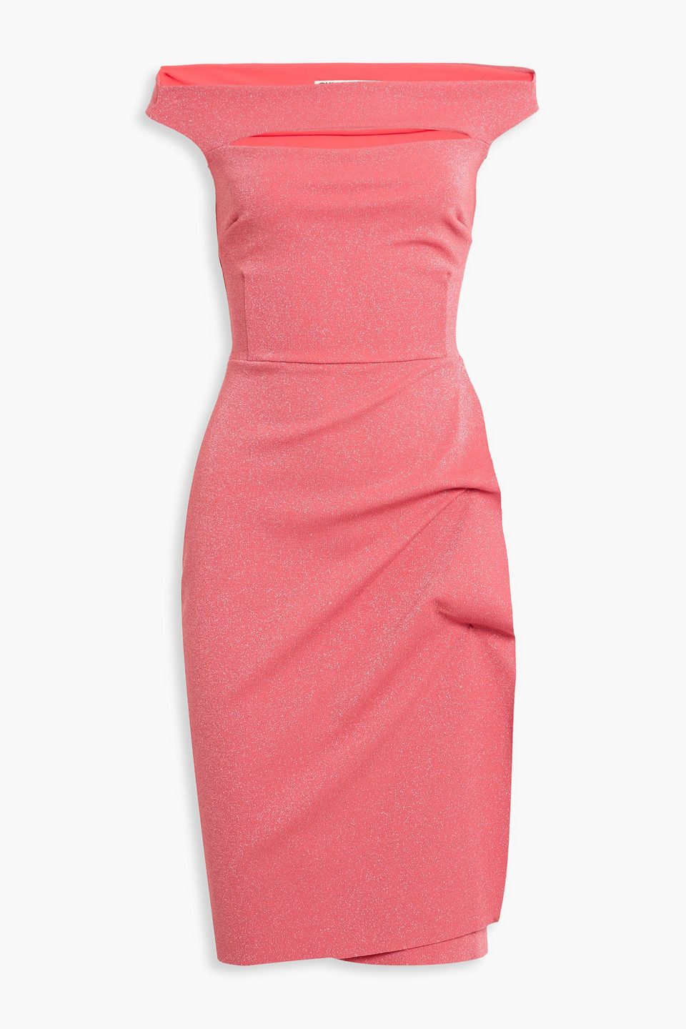 chiara boni la petite robe - melania off-the-shoulder cutout metallic stretch-knit dress - orange - it 38