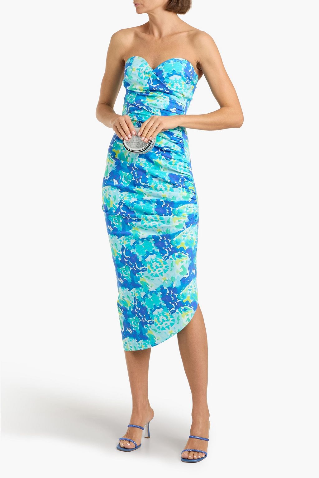 CHIARA BONI LA PETITE ROBE Kisho strapless ruched floral-print  stretch-jersey midi dress | THE OUTNET
