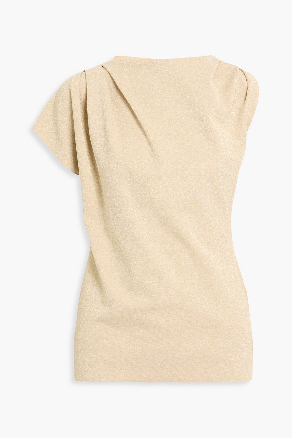 Chiara Boni La Petite Robe Teruo Draped Metallic Stretch-knit Top In Brown