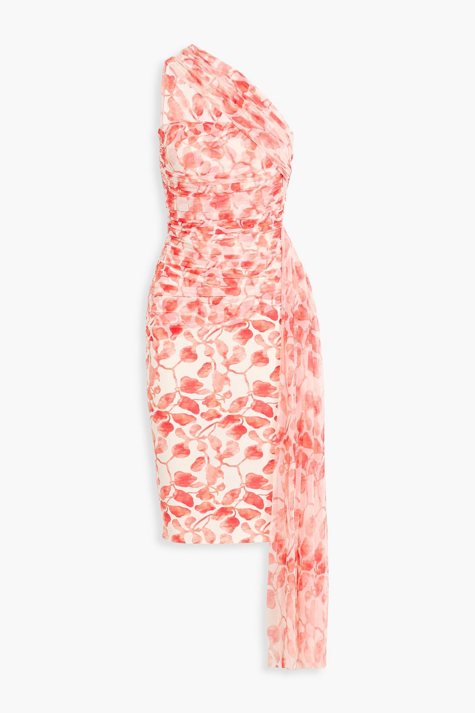chiara boni la petite robe - suezo one-shoulder layered floral-print stretch-mesh and jersey dress - red - it 38