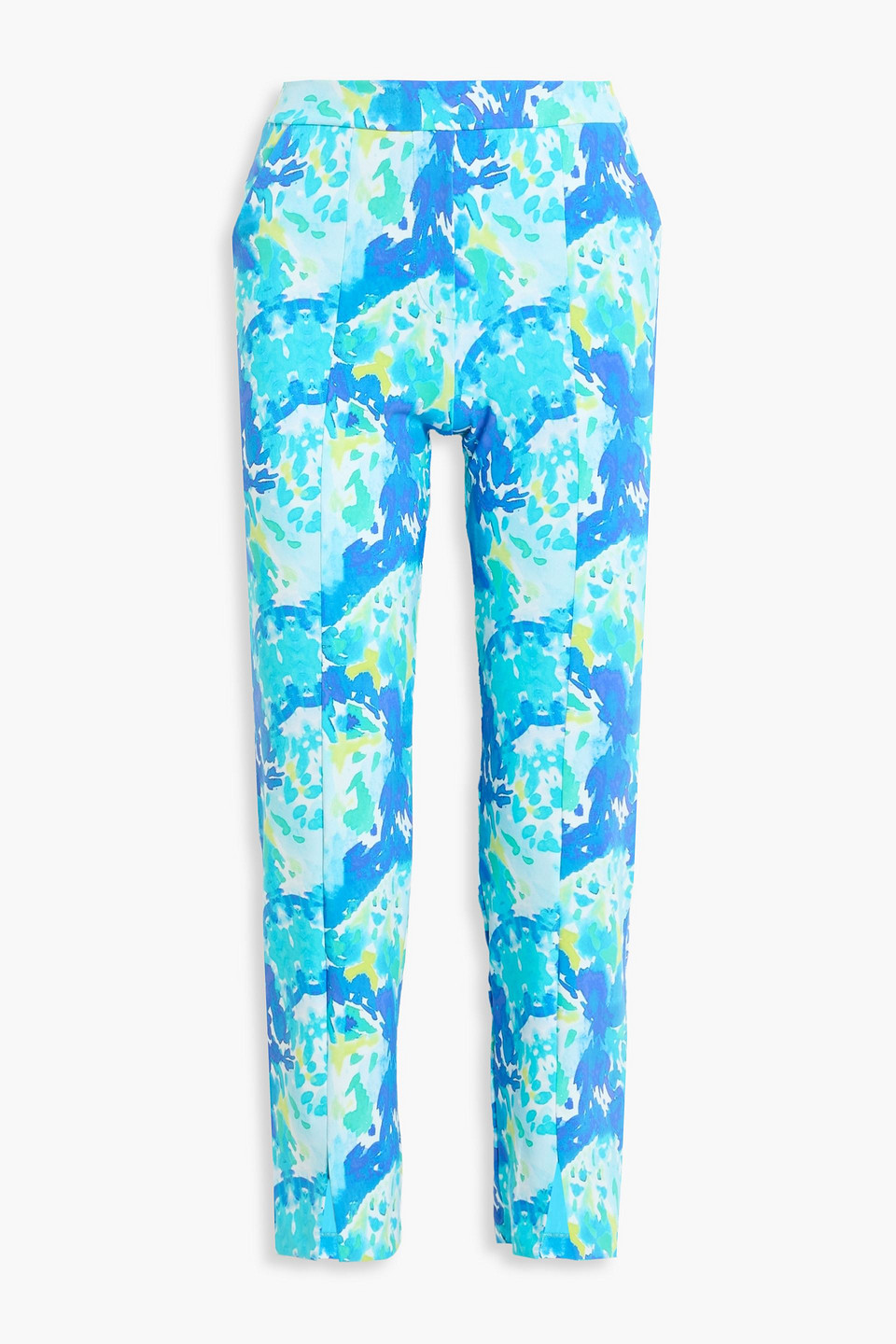 chiara boni la petite robe - vika cropped floral-print stretch-jersey slim-leg pants - blue - it 40