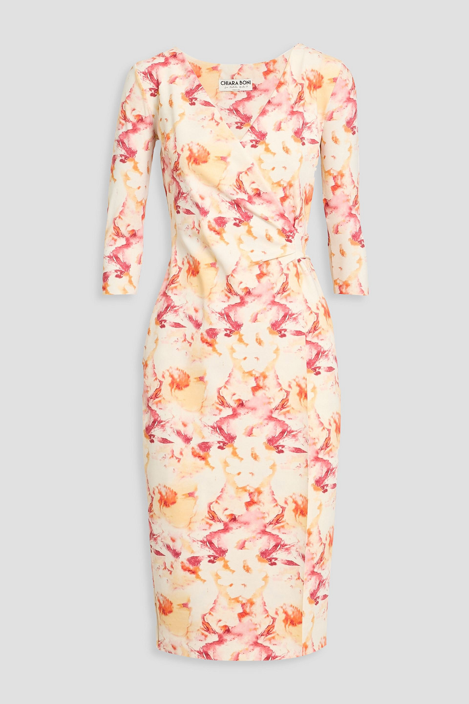 chiara boni la petite robe - shinzo wrap-effect floral-print stretch-jersey midi dress - white - it 38