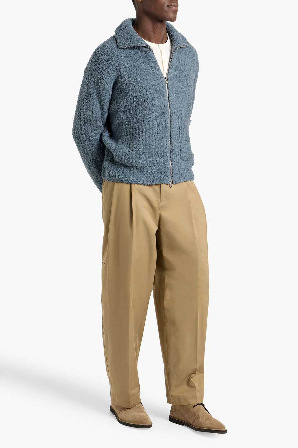  Le 17 Septembre - Pullover Aus Bouclé-strick Aus Einer Gerippten Wollmischung Mit Reißverschluss - Blau - It 50 
