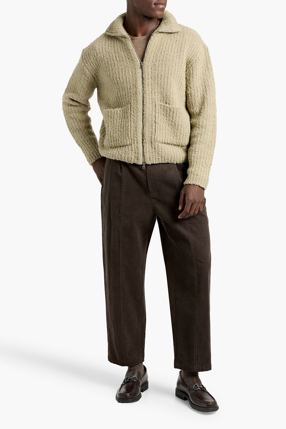  Le 17 Septembre - Pullover Aus Bouclé-strick Aus Einer Gerippten Wollmischung Mit Reißverschluss - Grün - It 50 