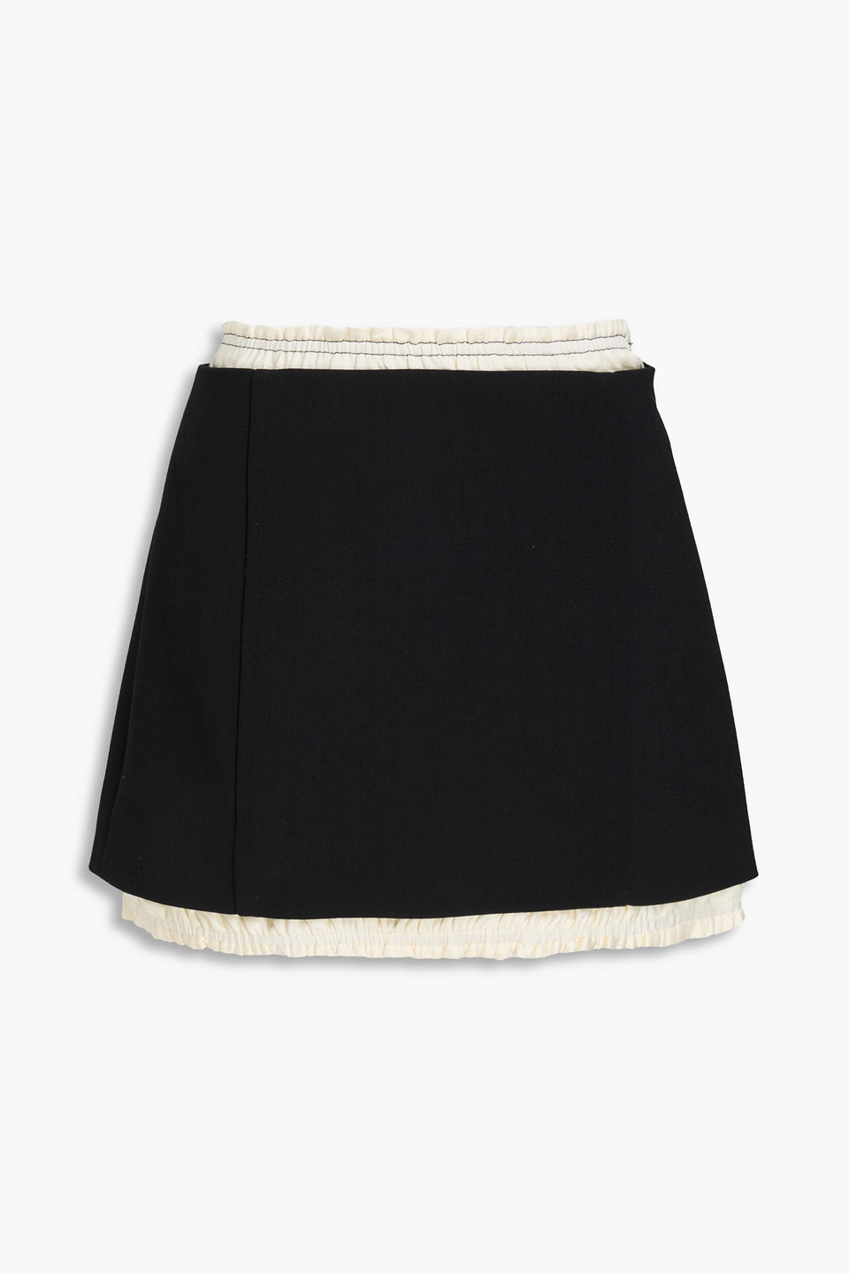 victoria beckham - ruffled crepe mini skirt - black - uk 10