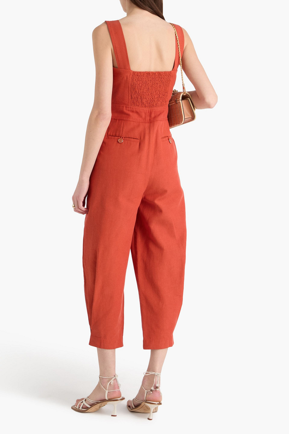 Farm Rio - Cropped Cotton And Lyocell-blend Jumpsuit - Red - Xxs 