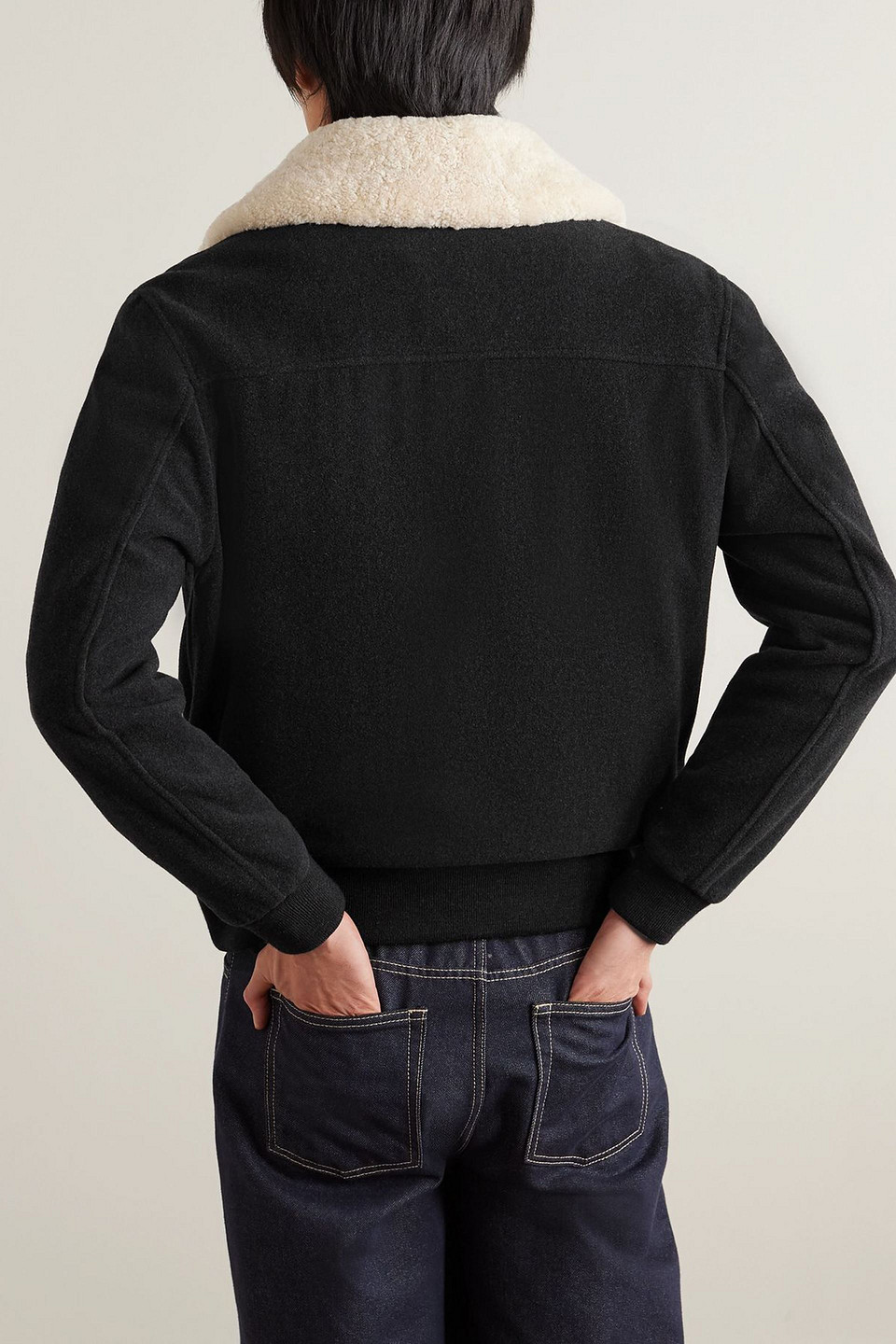  Mr P. - Shearling-trimmed Wool-blend Felt Bomber Jacket - Gray - S 