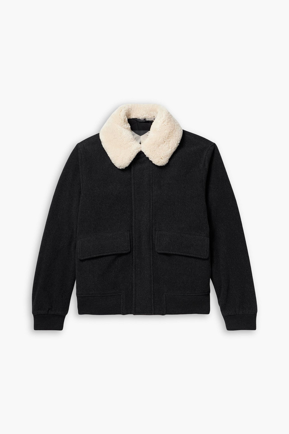 mr p. - shearling-trimmed wool-blend felt bomber jacket - gray - xxl